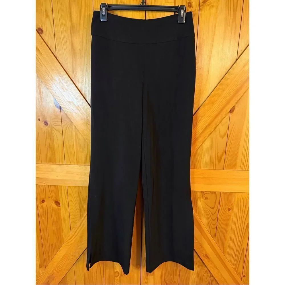 White House Black Market Black Wide Leg Side Slit Hem Dress Pants Size 2 (6734)